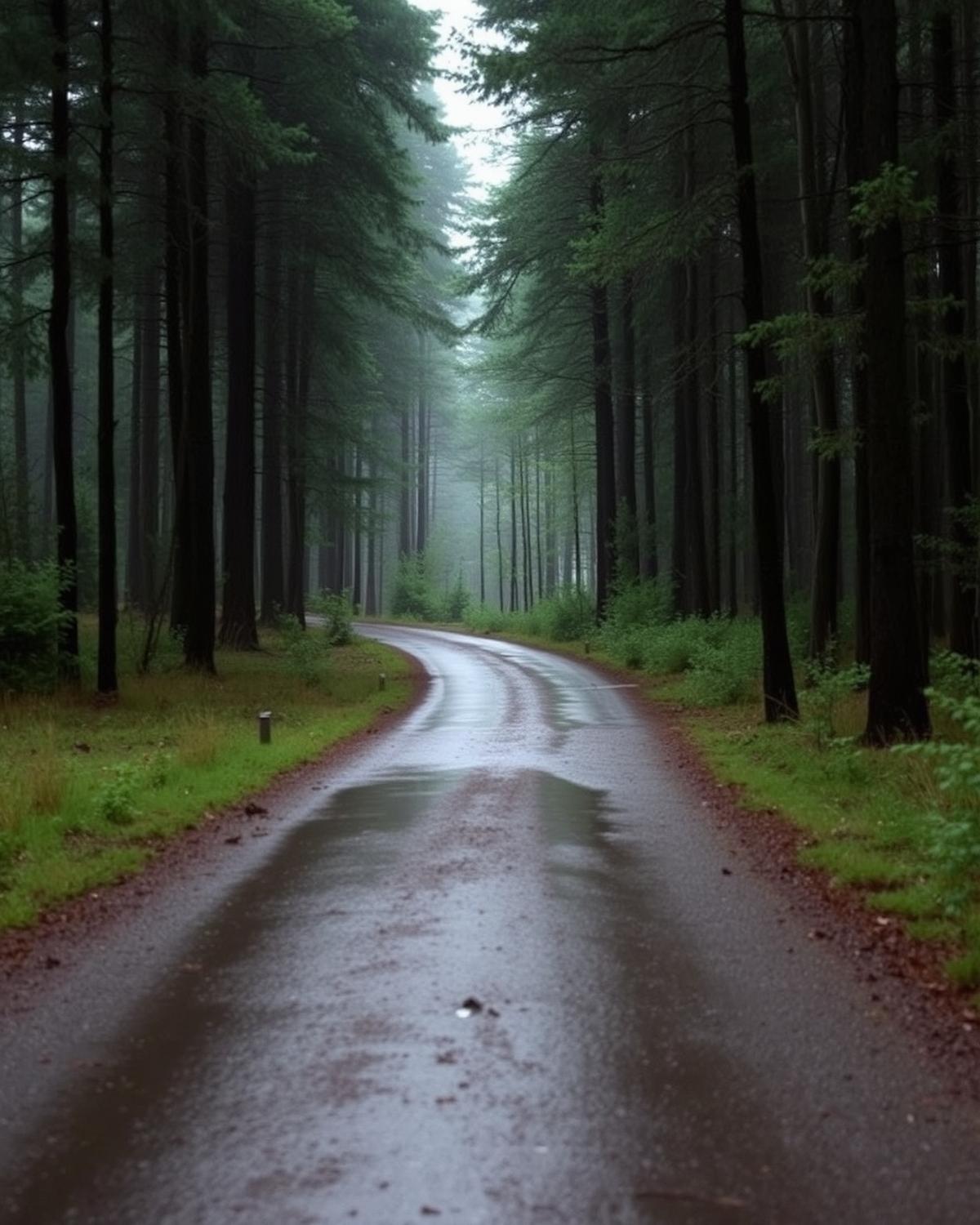 Regnig skog, en promenad