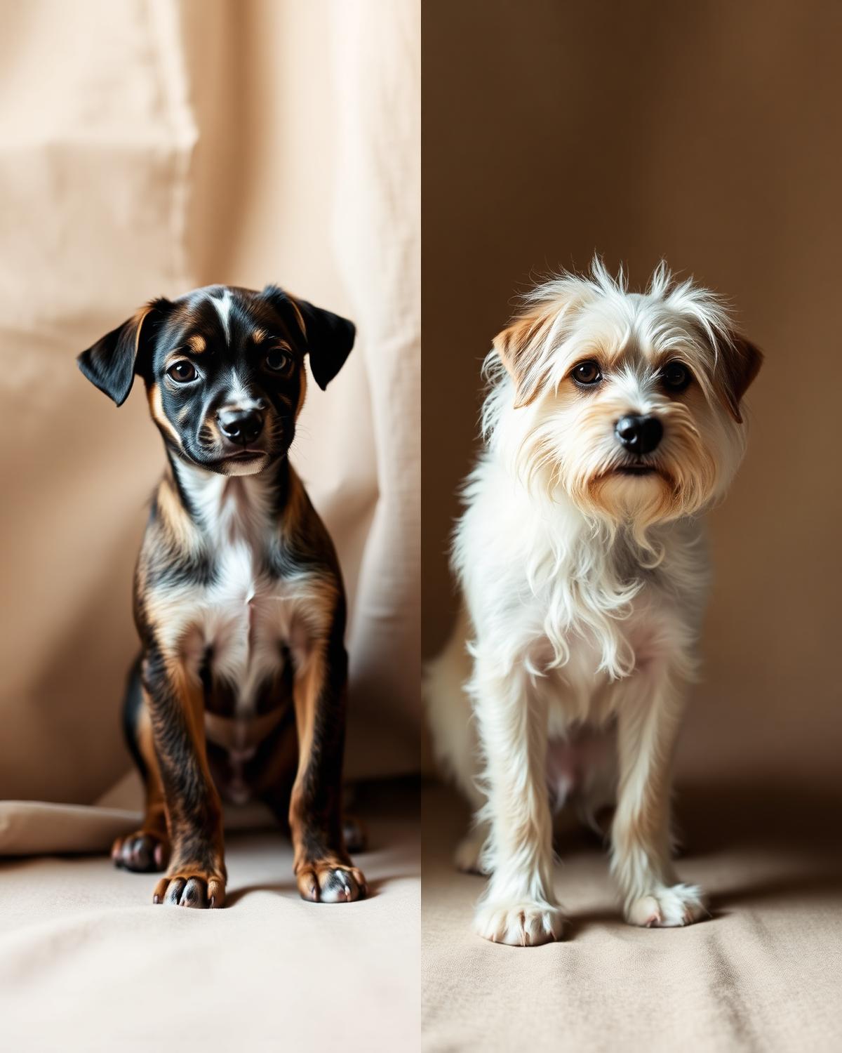En valp bredvid samma hund flera år senare